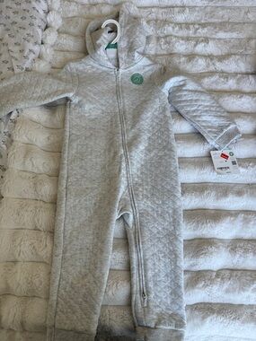 Cozy Quilted Grey Hooded One-Piece for baby